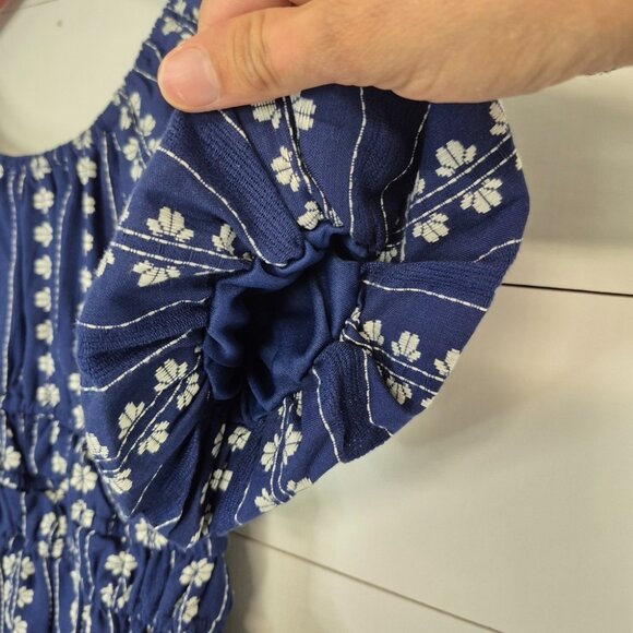 Speechless Kids Navy Dress Size 7 Short Puff Sleeves Elastic Waist - Picture 6 of 7